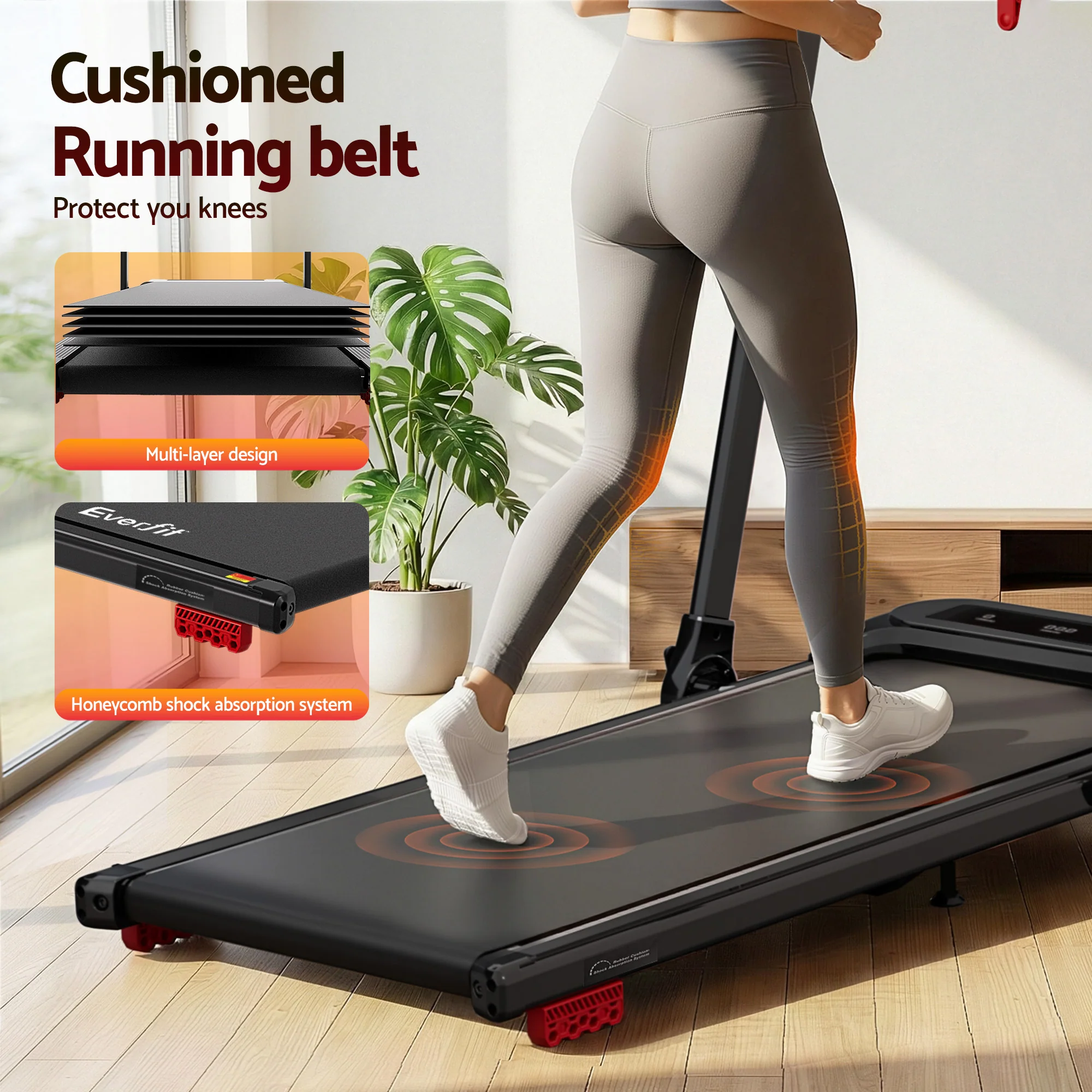 Everfit Treadmill Electric Walking Pad with Incline Foldable for Home Gym Black - Image 7