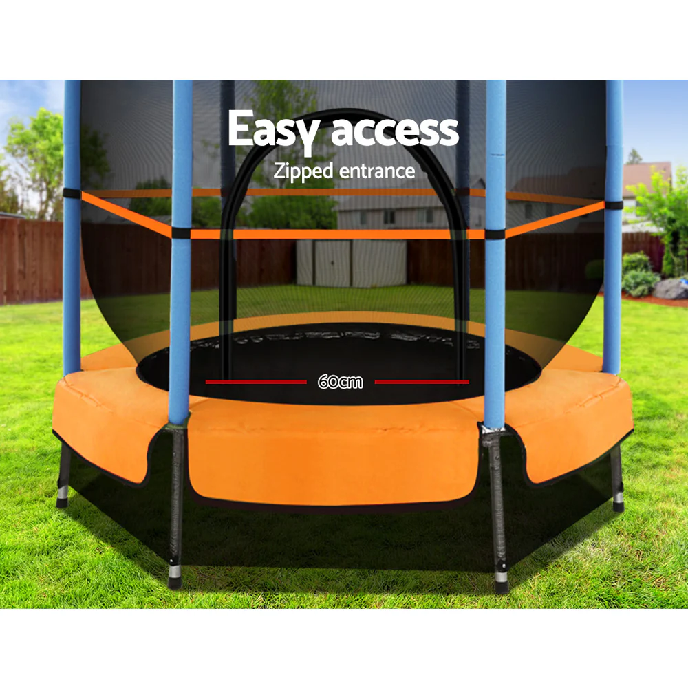 Everfit 4.5FT Trampoline for Kids w/ Enclosure Safety Net Rebounder Gift Orange - Image 6