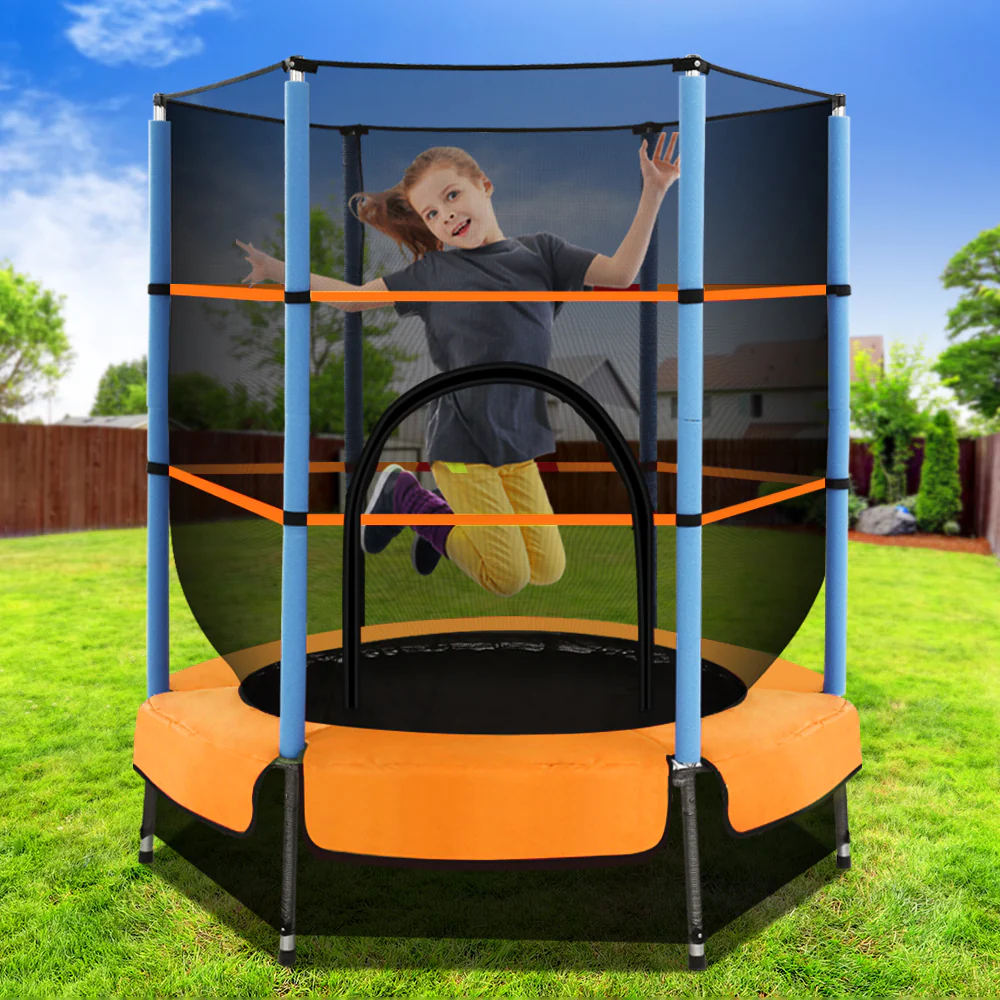 Everfit 4.5FT Trampoline for Kids w/ Enclosure Safety Net Rebounder Gift Orange - Image 8