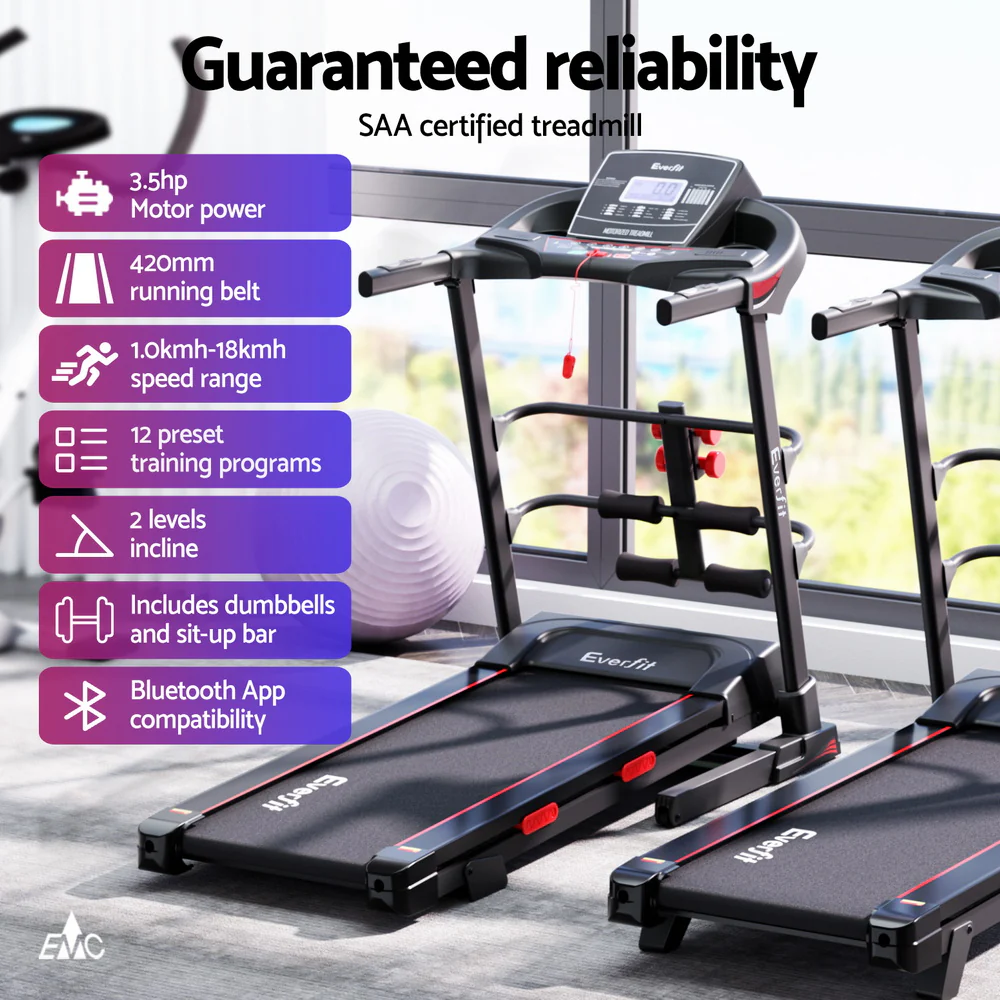 Everfit 4 in 1 Treadmill Electric Home Gym Fitness Exercise Machine w/ Sit Up Bar 420mm - Image 4