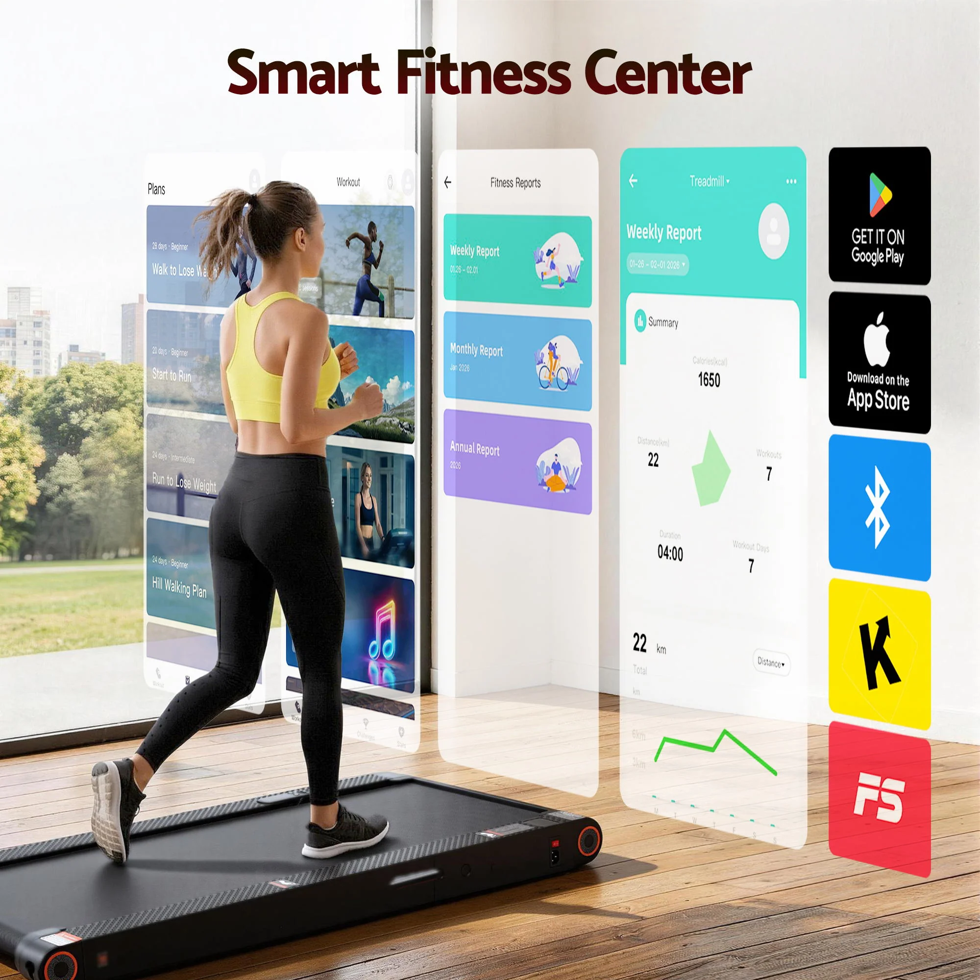 Everfit 4 in 1 Vibration Walking Pad Treadmill Under Desk Treadmills for Home Gym with App Control 380mm Black - Image 5