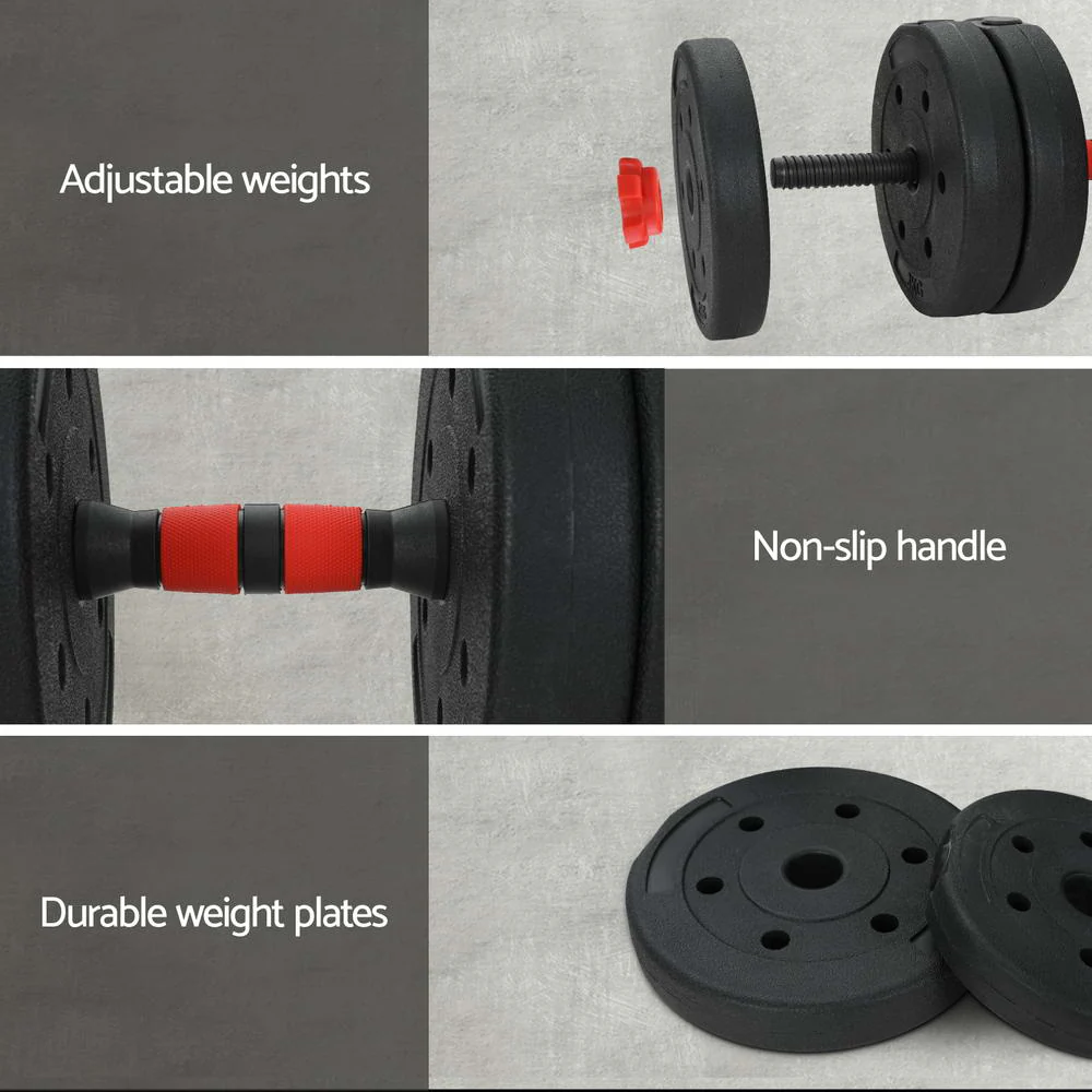 Everfit 40kg Adjustable Dumbbells Set Kettle Bell Weight Plates Barbells Gym - Image 6