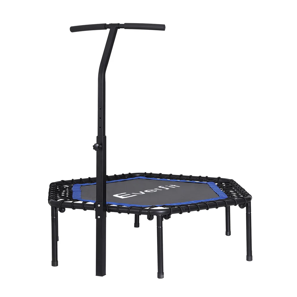 Everfit 48inch Hexagon Fitness Trampoline Rebounder Adjustable Handrail Blue - Image 4