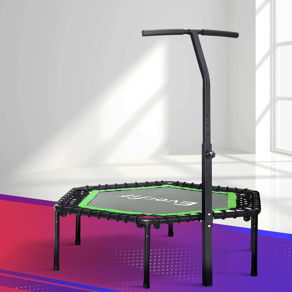 Everfit 48inch Hexagon Fitness Trampoline Rebounder Adjustable Handrail Green - Image 2