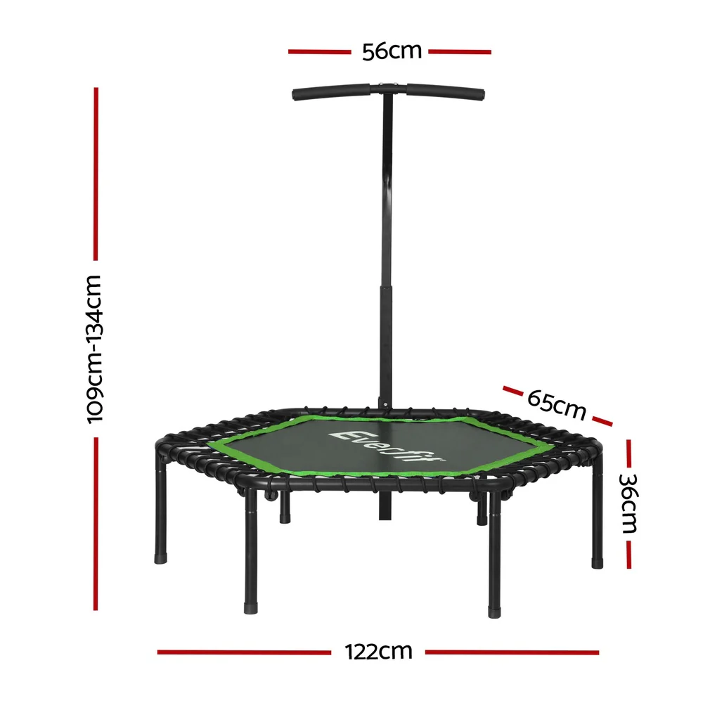 Everfit 48inch Hexagon Fitness Trampoline Rebounder Adjustable Handrail Green - Image 3
