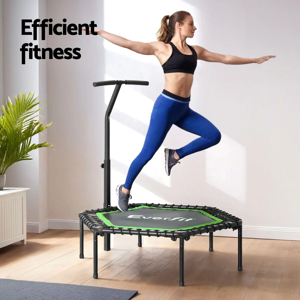 Everfit 48inch Hexagon Fitness Trampoline Rebounder Adjustable Handrail Green - Image 5