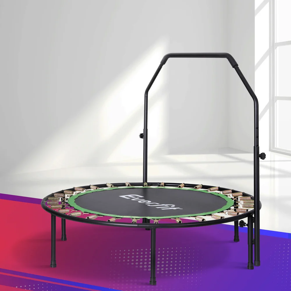 Everfit 48inch Round Fitness Trampoline Rebounder Adjustable Handrail Green - Image 2