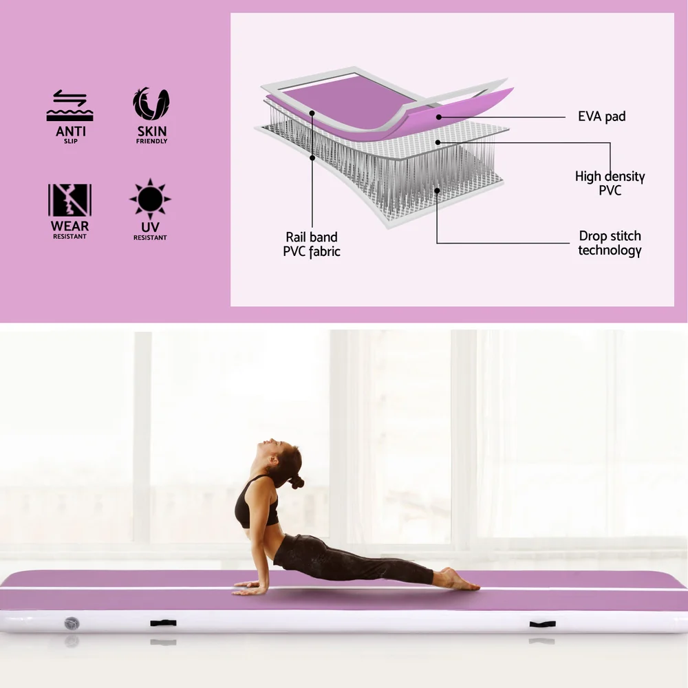 Everfit 4M Air Track Gymnastics Tumbling Exercise Yoga Mat W/ Pump Inflatable Purple - Image 4