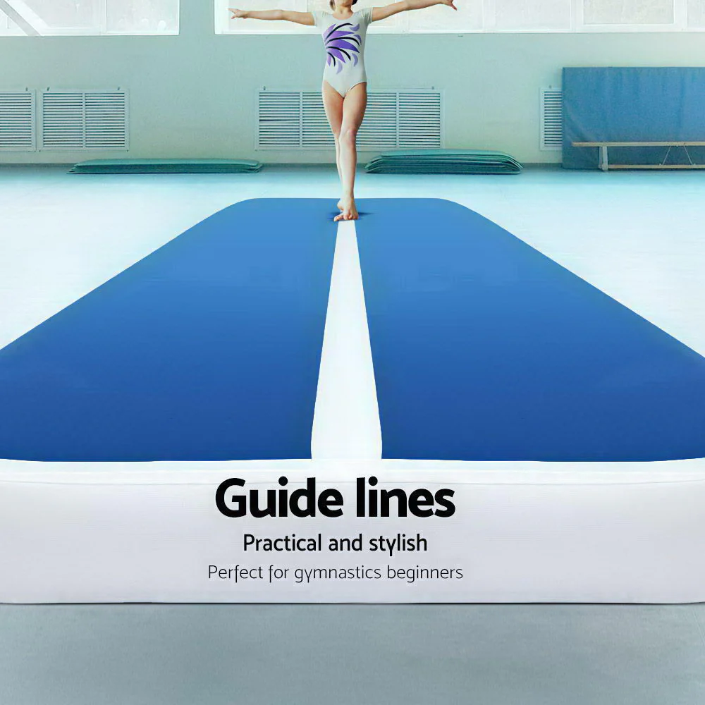 Everfit 4X1M Inflatable Air Track Mat 20CM Thick with Pump Tumbling Gymnastics Blue - Image 4