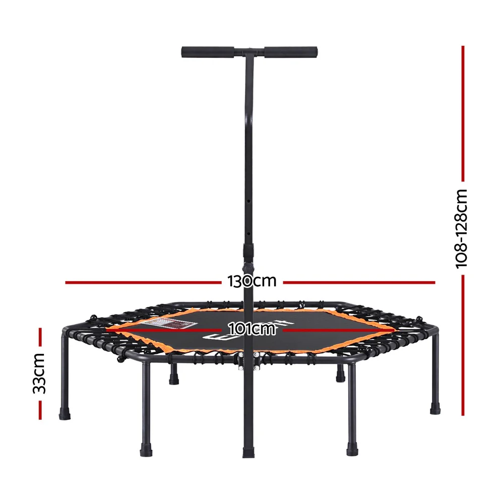 Everfit 51inch Hexagon Fitness Trampoline Rebounder Adjustable Handrail Orange - Image 2