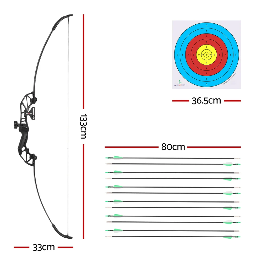 Everfit 55lbs Bow Arrow Set Recurve Takedown Archery Hunting for Beginner Green - Image 3