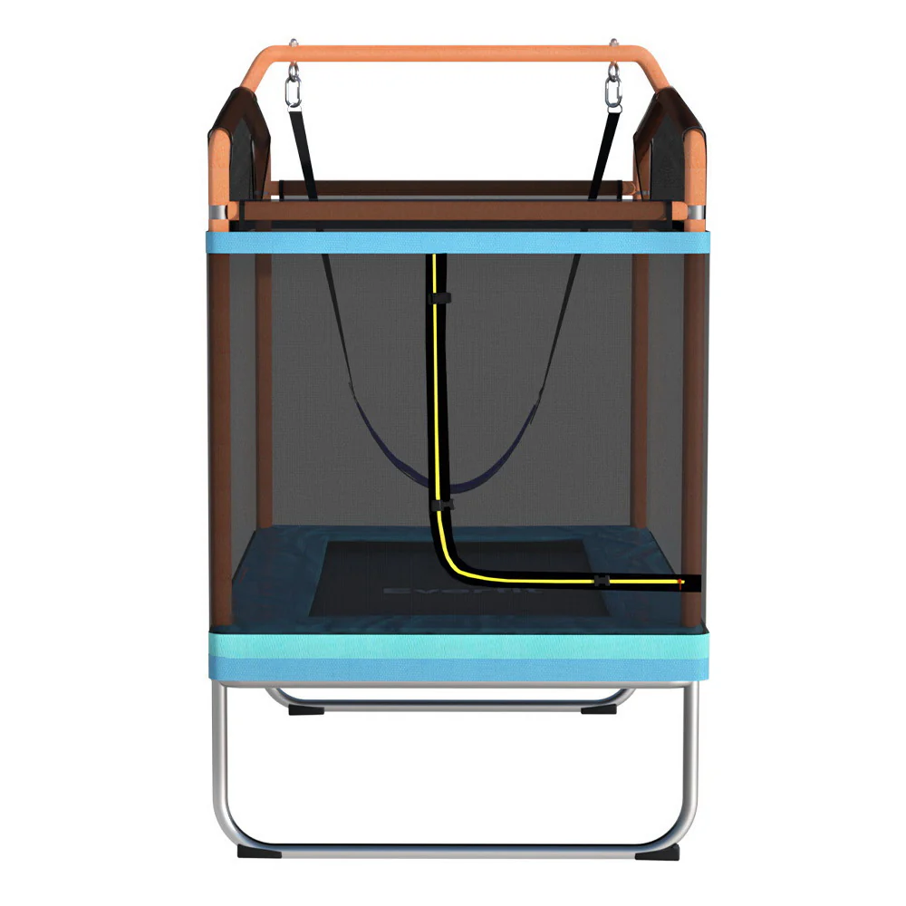 Everfit 6FT Trampoline for Kids w/ Enclosure Safety Net Swing Rectangle Orange - Image 3