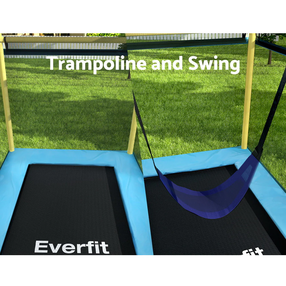Everfit 6FT Trampoline for Kids w/ Enclosure Safety Net Swing Rectangle Yellow - Image 6
