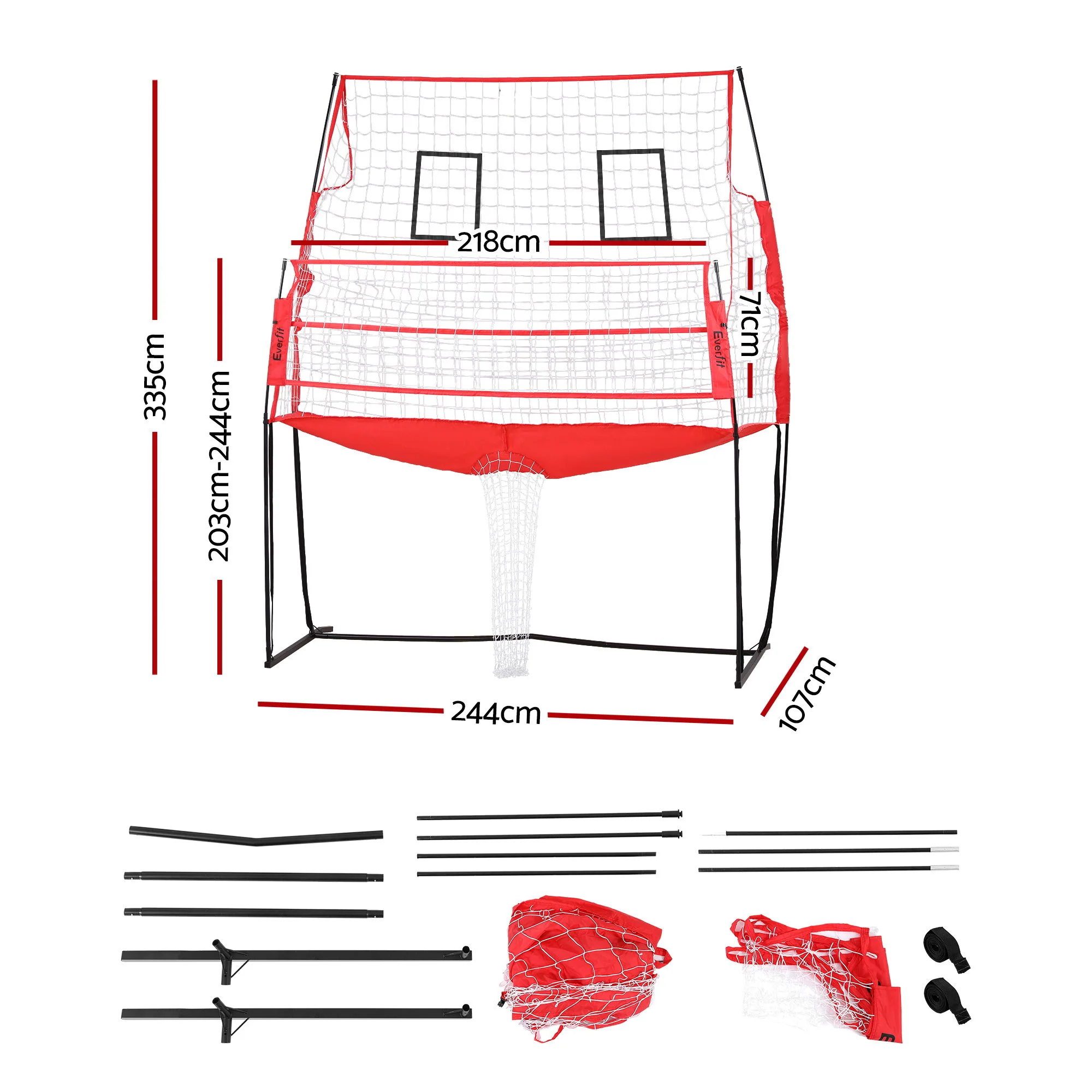Everfit 8ft Volleyball Net Training Equipment Adjustable Height Portable with Ball and Bag - Image 2