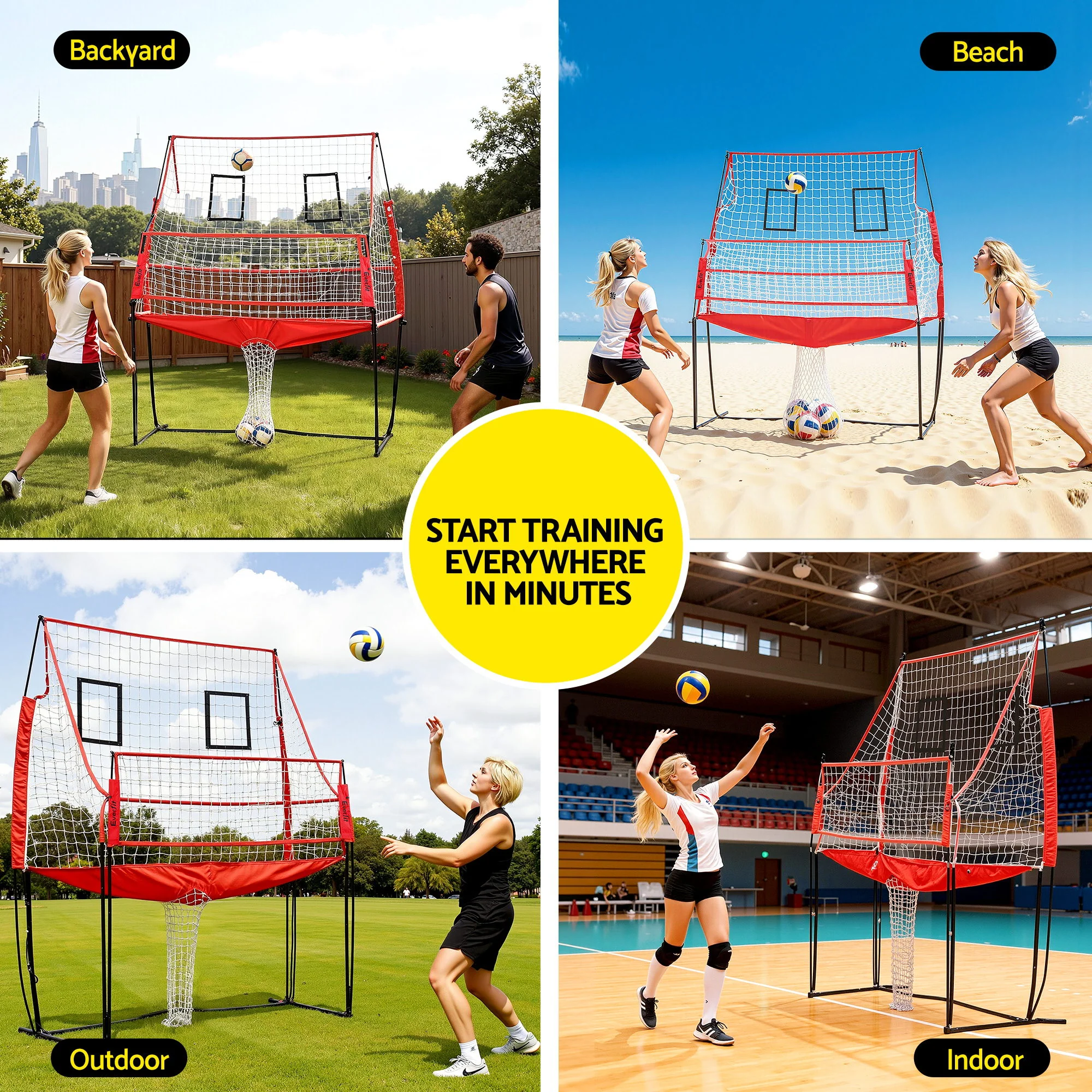 Everfit 8ft Volleyball Net Training Equipment Adjustable Height Portable with Ball and Bag - Image 5