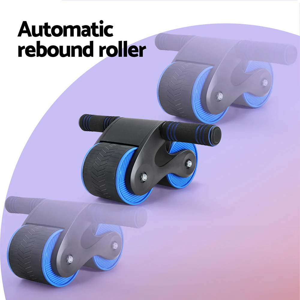 Everfit Ab Roller Automatic Rebound Abdominal Wheel Home Gym Workout Blue - Image 3
