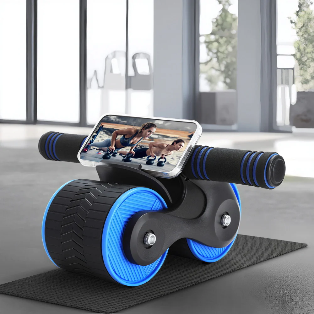 Everfit Ab Roller Automatic Rebound Abdominal Wheel Home Gym Workout Blue - Image 6