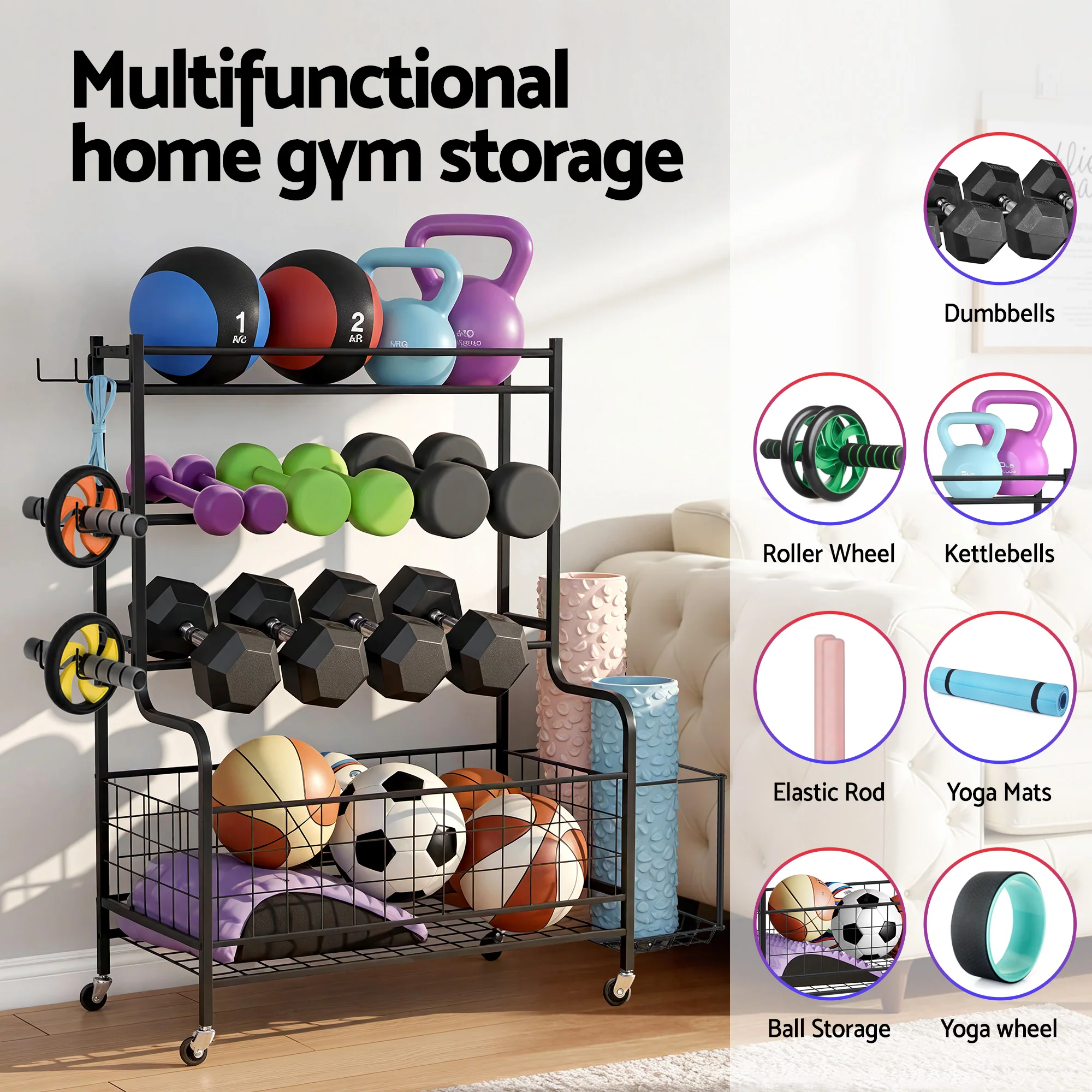 Everfit Dumbbell Rack Weight Rack for Dumbbells Home Gym Storage Black - Image 4