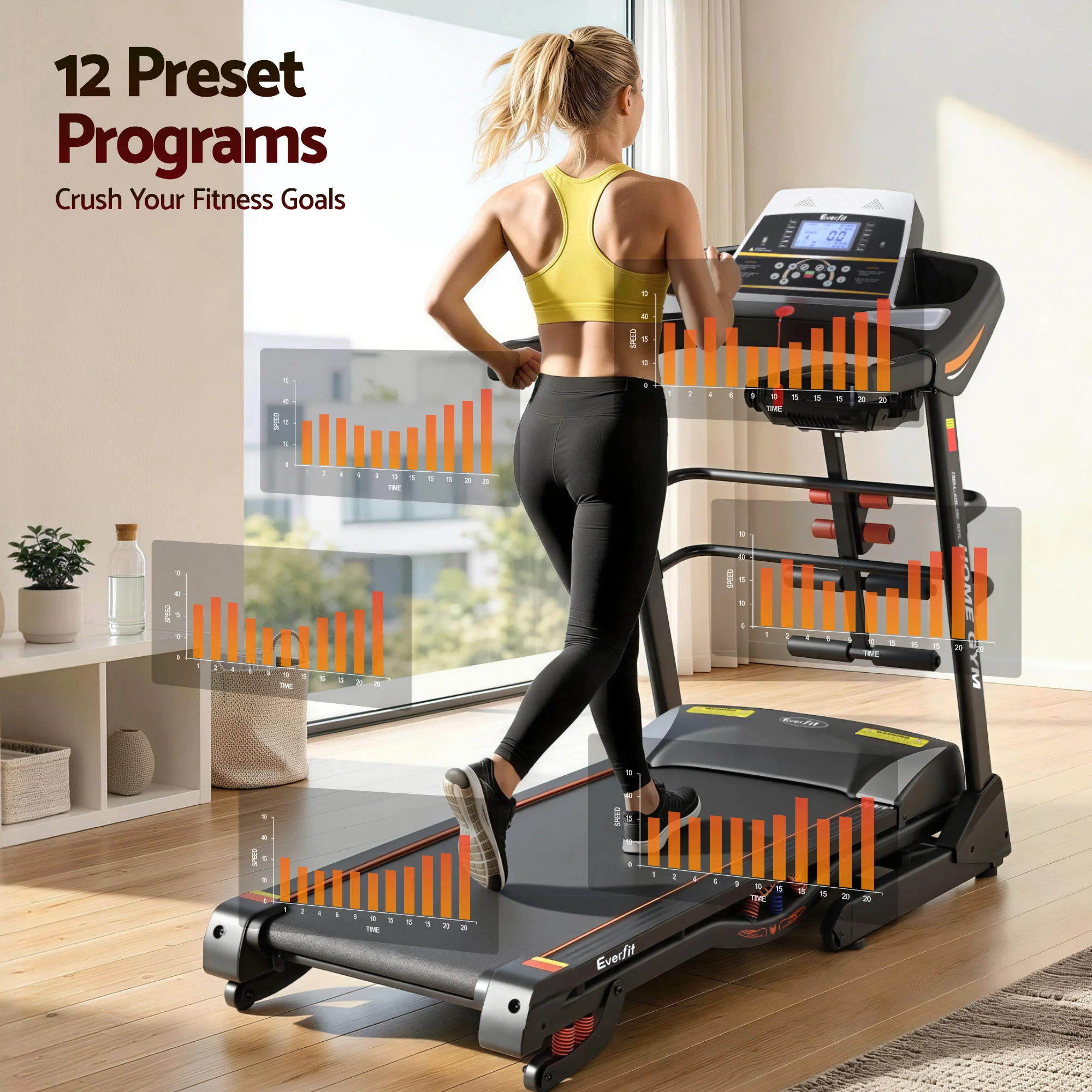 Everfit Treadmill Electric Home Gym Fitness Exercise Machine w/ Massager 480mm - Image 5