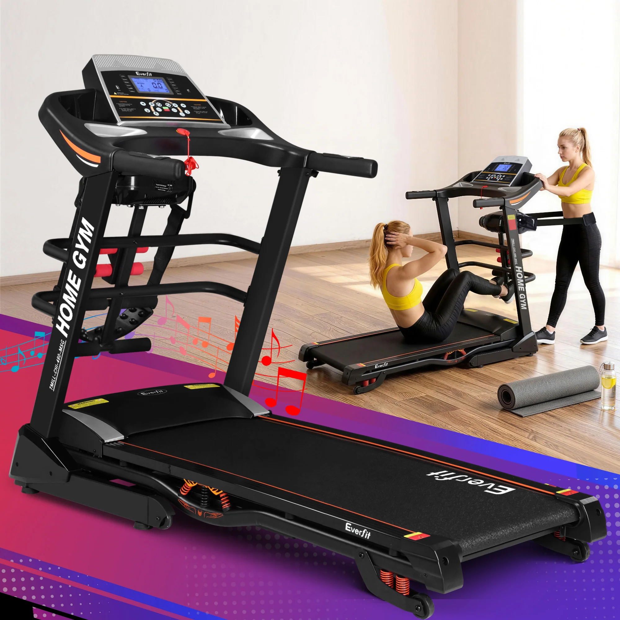 Everfit Treadmill Electric Home Gym Fitness Exercise Machine w/ Massager 480mm - Image 8