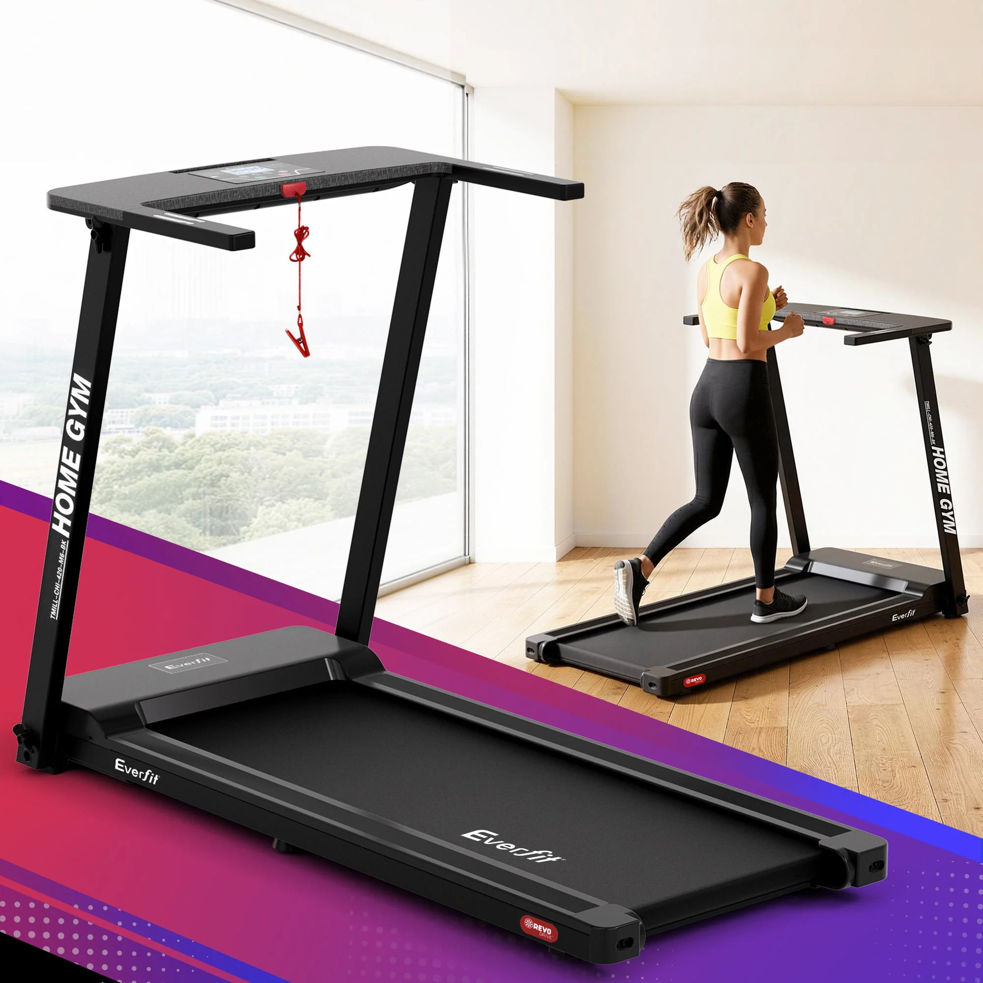 Everfit Treadmill Electric Home Gym Fitness Exercise Fully Foldable 420mm Black - Image 8