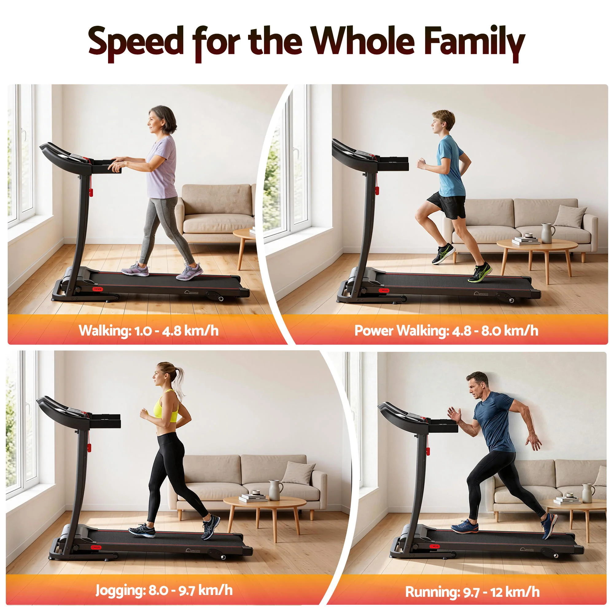 Everfit Treadmill Electric Home Gym Fitness Exercise Equipment Incline 400mm - Image 5