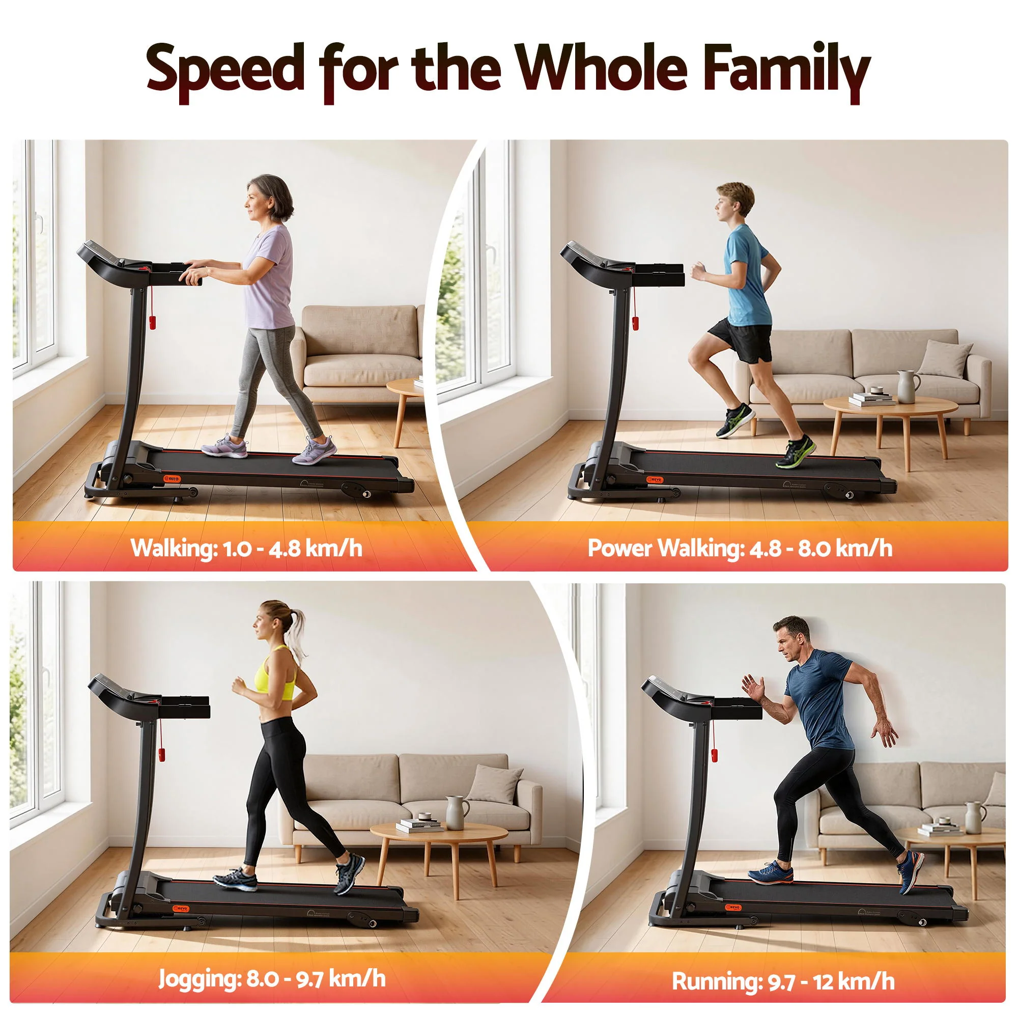 Everfit Treadmill Electric Home Gym Fitness Exercise Machine Incline 400mm - Image 5