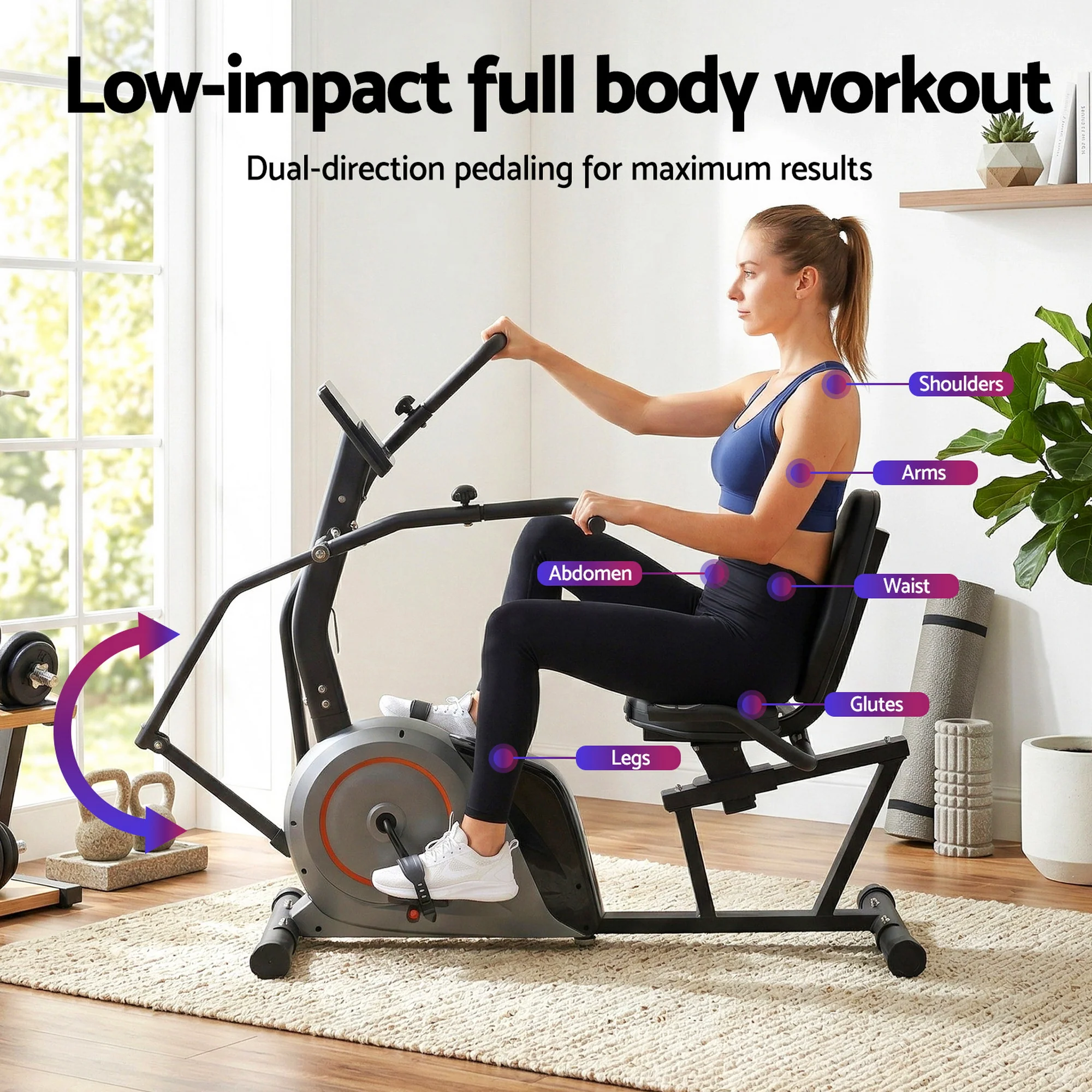 Everfit Exercise Bike Recumbent Cycling Magnetic Bluetooth App Connect Home Gym - Image 4