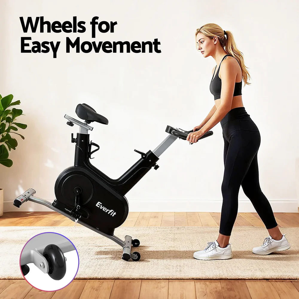 Everfit Exercise Bike Spin Bike Electromagnetic Smart Home Fitness 24-Level Resistance 120kg Bluetooth - Image 7