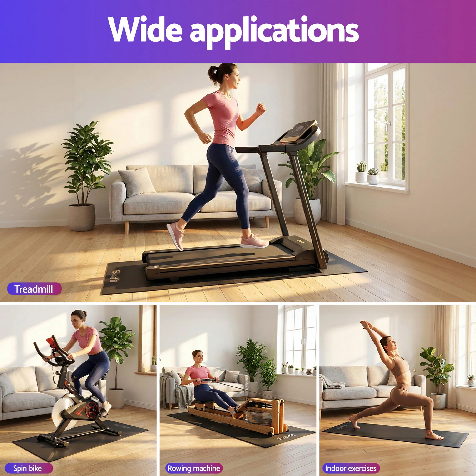 Everfit Exercise Equipment Mat Treadmill Floor Rug Home Gym Fitness Yoga 1.8M - Image 7