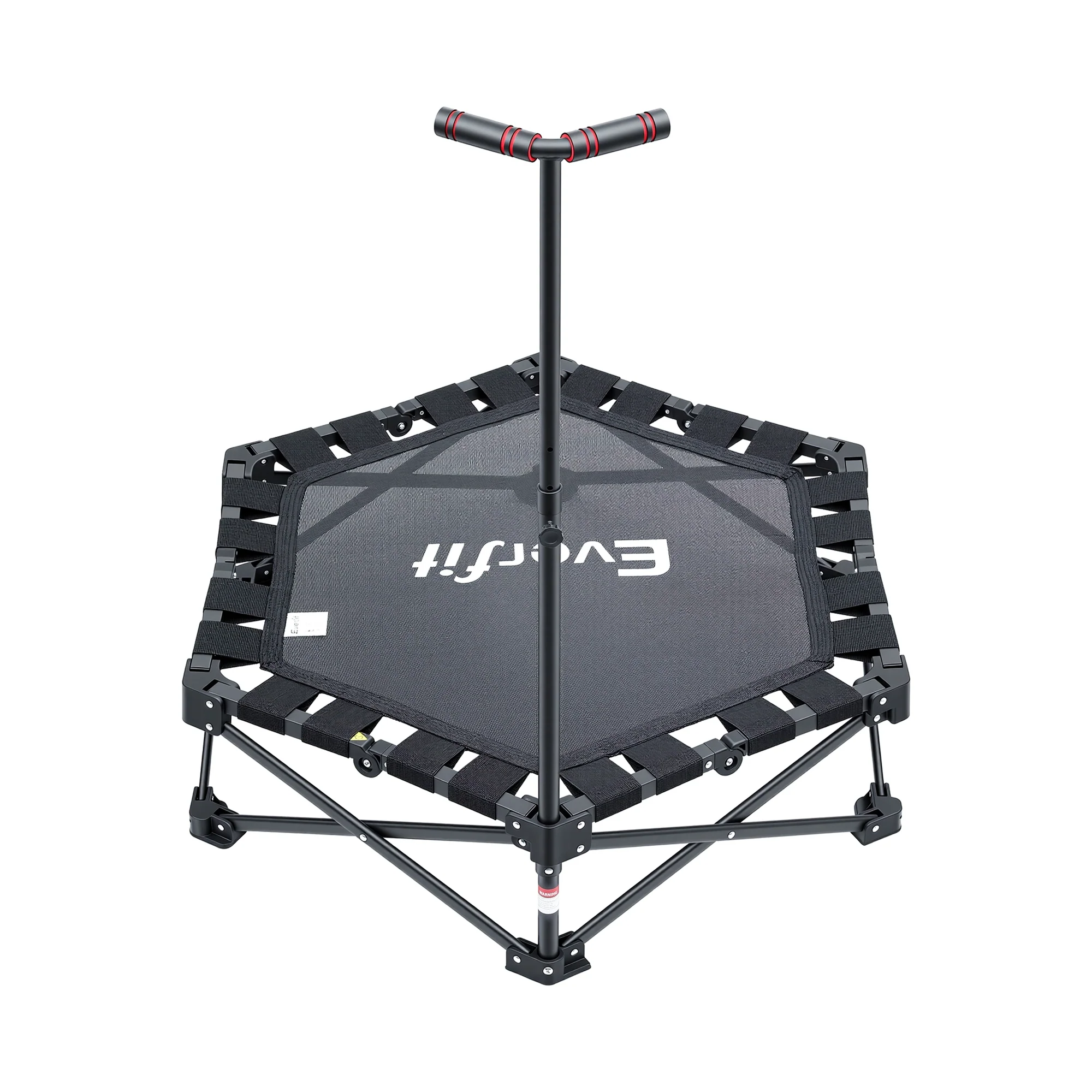 Everfit Fitness Foldable Trampoline Rebounder Adjustable Handle Indoor Exercise Black - Image 3