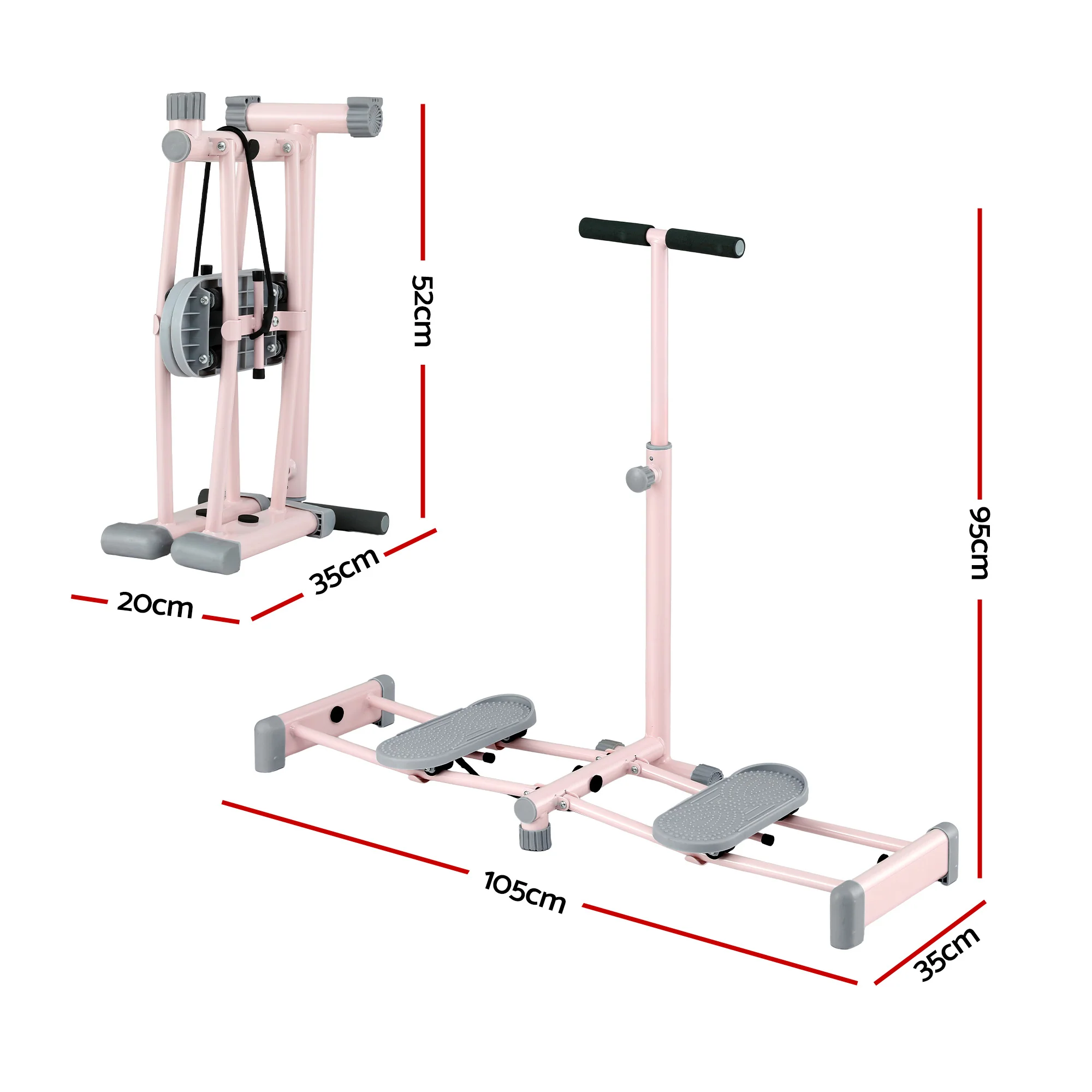 Everfit Foldable Ski Exercise Machine Leg Thigh Trainer Home Fitness Cardio Pink - Image 2