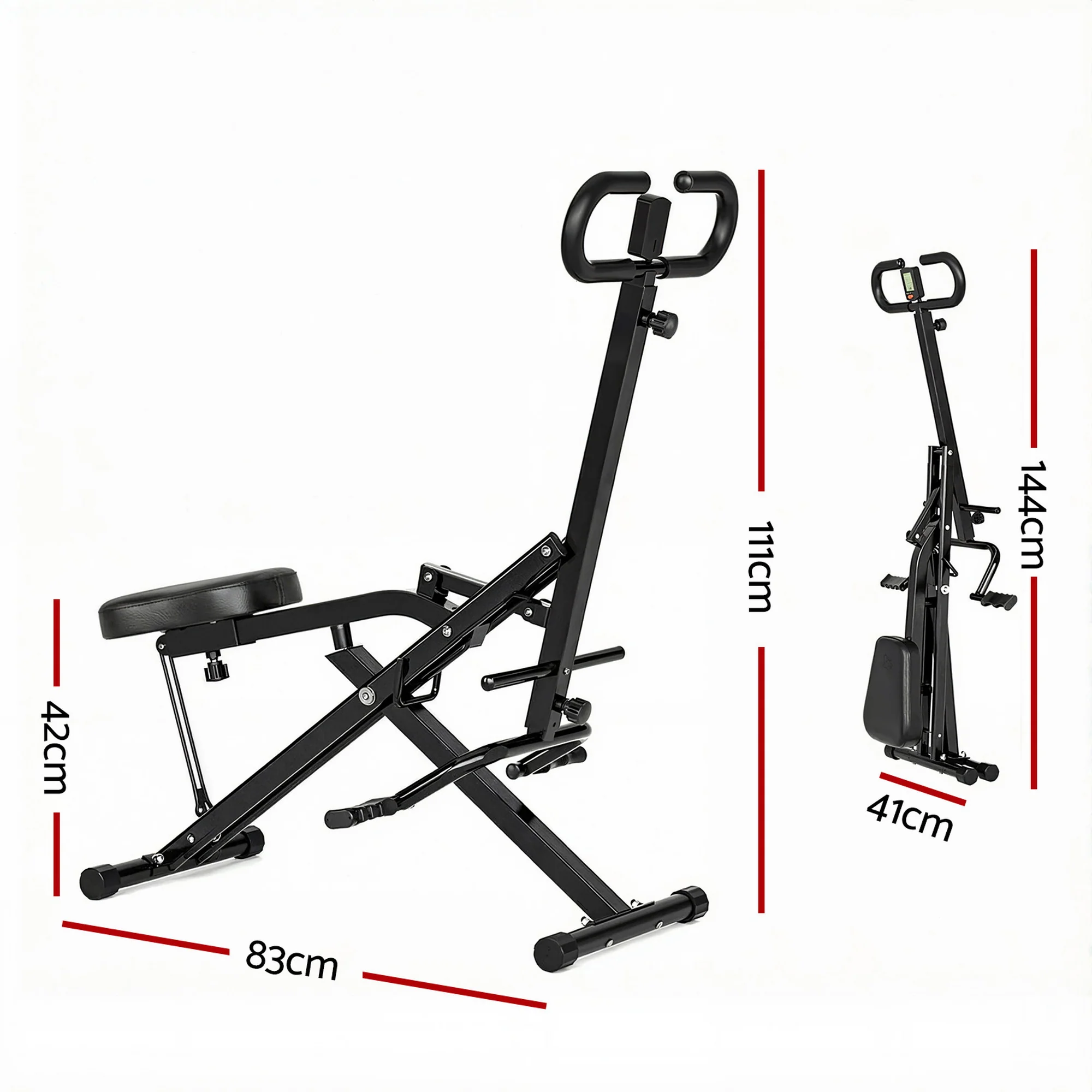 Everfit Foldable Squat Machine Deep Squat Rowing Machine 5 Adjustable Seat Home Gym - Image 2