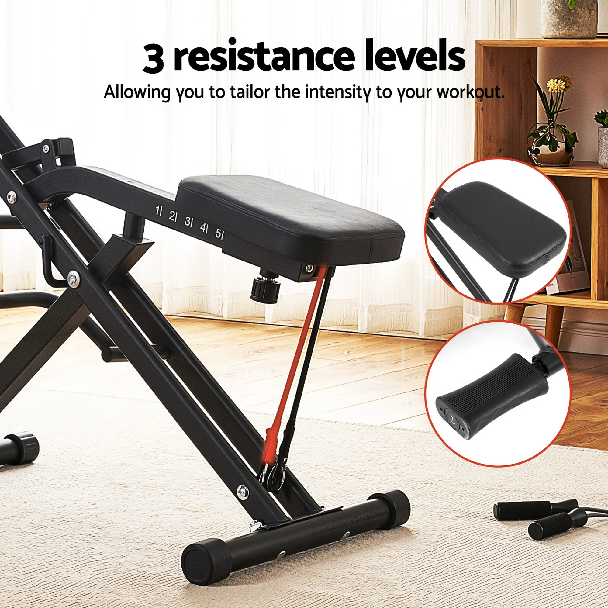 Everfit Foldable Squat Machine Deep Squat Rowing Machine 5 Adjustable Seat Home Gym - Image 6
