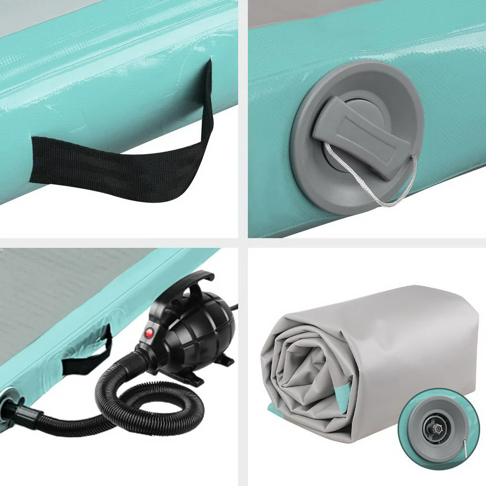 Everfit GoFun 4X1M Inflatable Air Track Mat with Pump Tumbling Gymnastics Green - Image 3