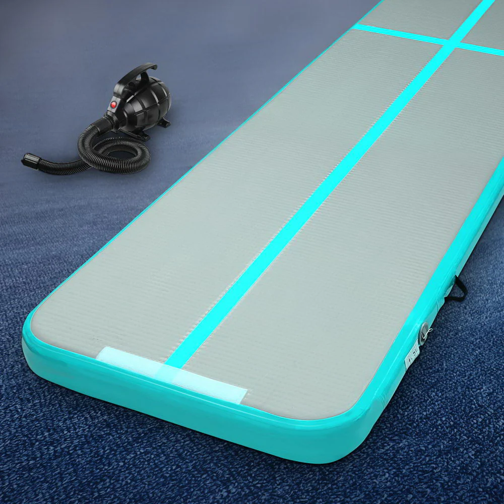 Everfit GoFun 4X1M Inflatable Air Track Mat with Pump Tumbling Gymnastics Green - Image 7