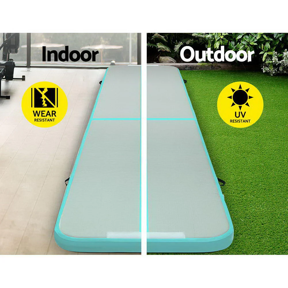 Everfit GoFun 5X1M Inflatable Air Track Mat with Pump Tumbling Gymnastics Green - Image 5