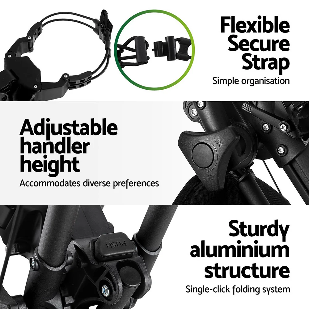 Everfit Golf Buggy Foldable Trolley Golf Cart Wheels Umbrella Bottle Holder - Image 7