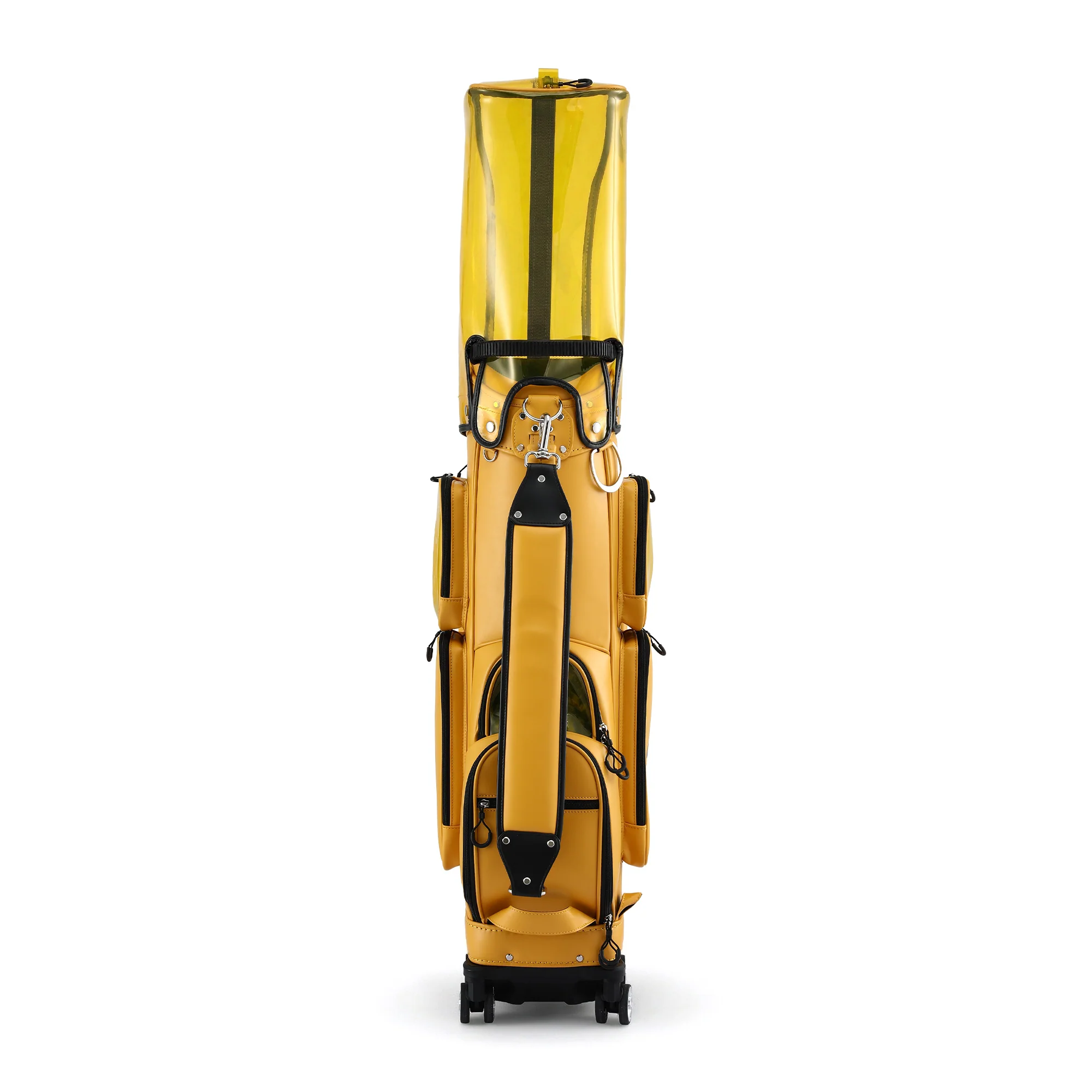Everfit Golf Cart Bag Rolling Buggy Club Organiser Synthetic Leather Yellow - Image 3