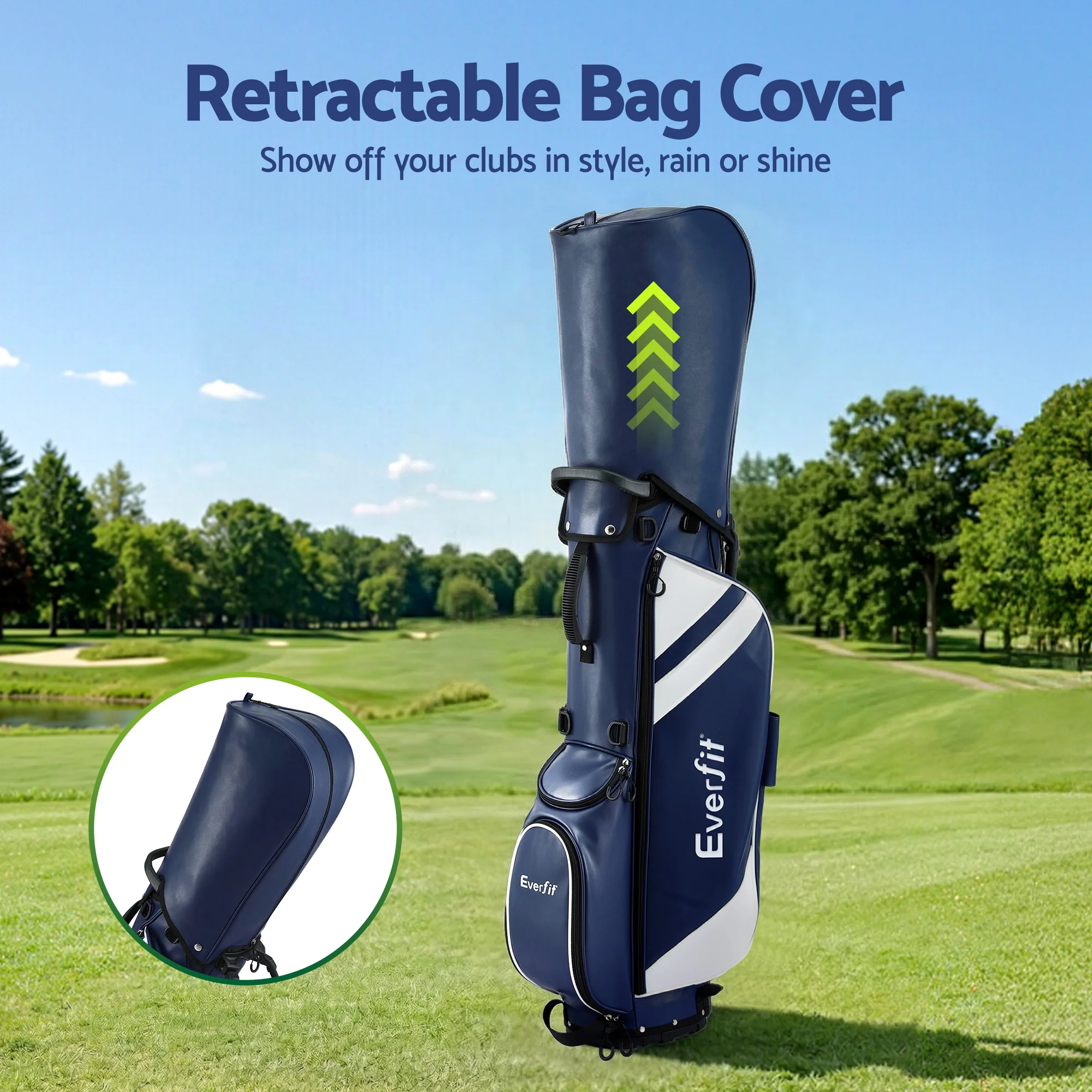 Everfit Golf Stand Bag Lightweight Carry Bag Dual Strap Club Divider Blue - Image 4