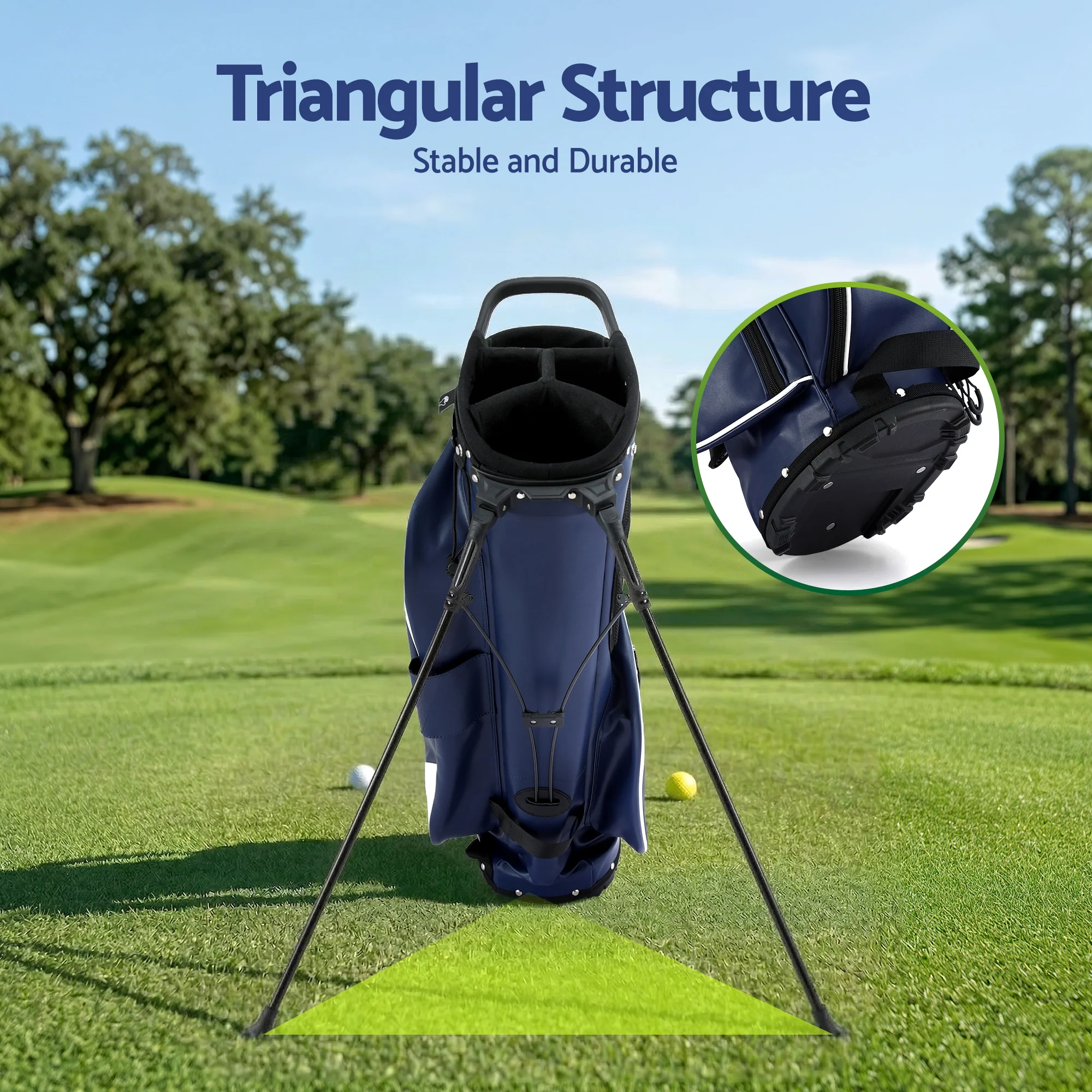 Everfit Golf Stand Bag Lightweight Carry Bag Dual Strap Club Divider Blue - Image 5