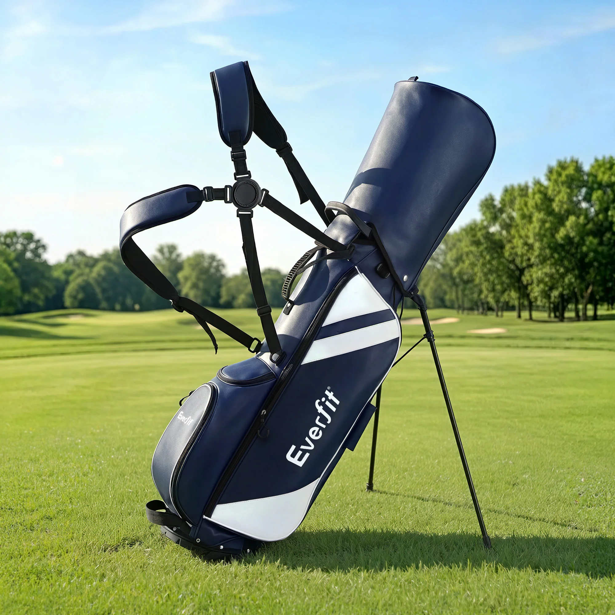 Everfit Golf Stand Bag Lightweight Carry Bag Dual Strap Club Divider Blue - Image 8