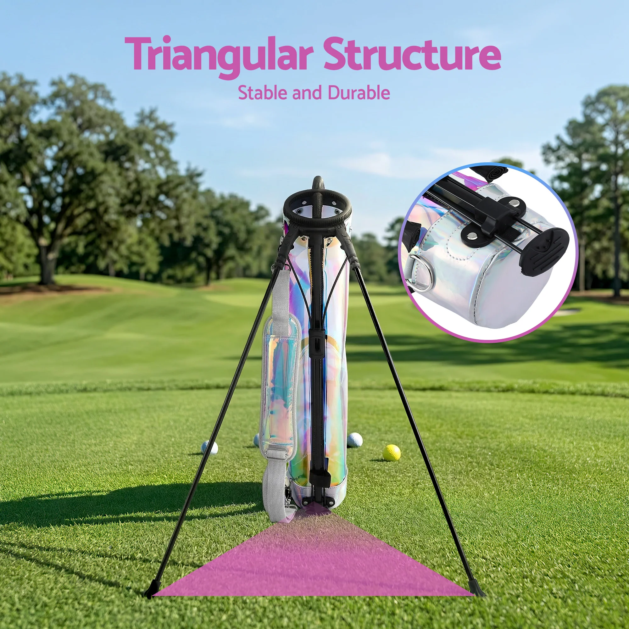Everfit Golf Stand Bag Lightweight Sunday Pitch And Putt Bag Holographic - Image 5