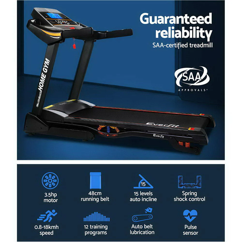 Everfit Treadmill Electric Auto Incline Home Gym Fitness Exercise Machine 480mm - Image 4