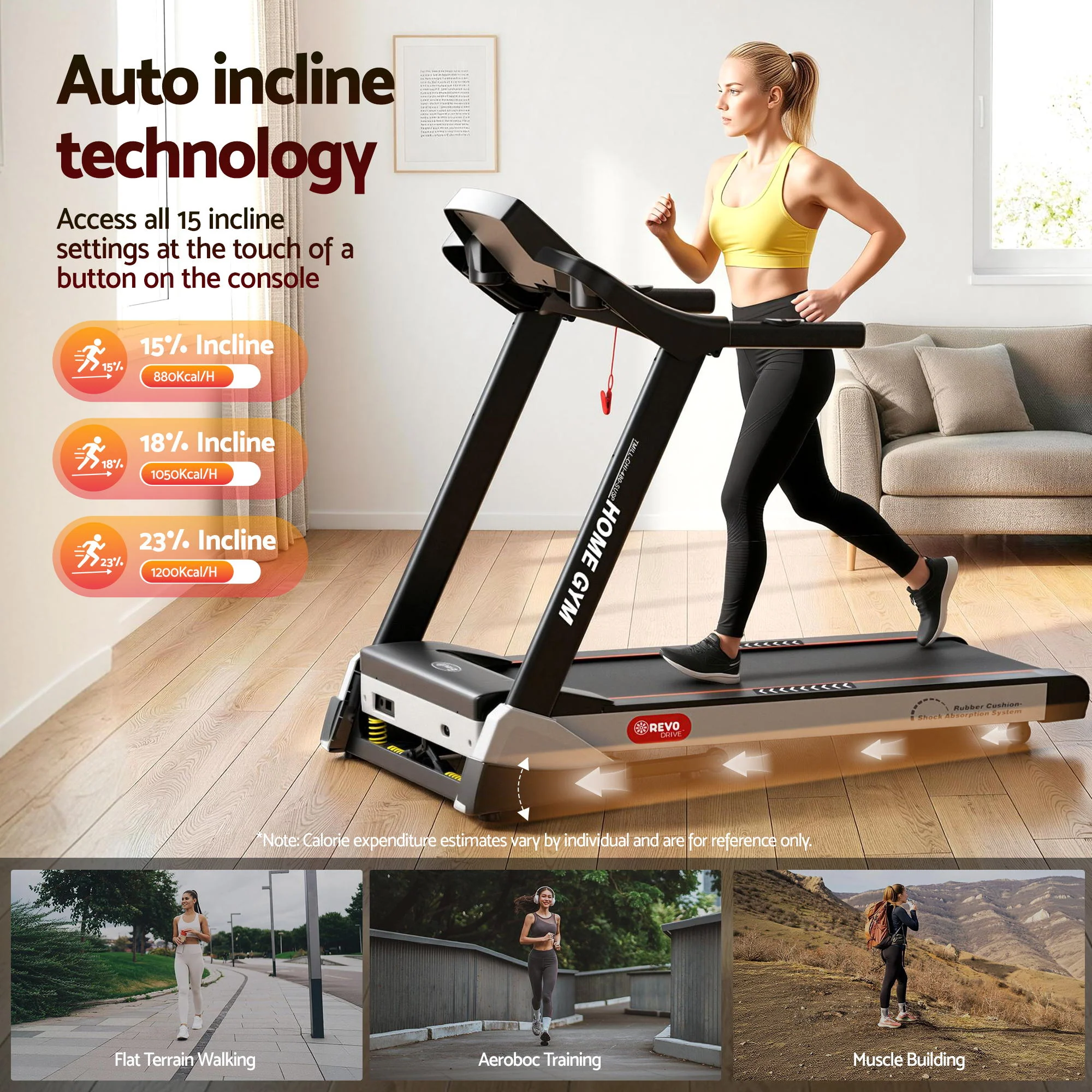 Everfit Treadmill Electric Auto Incline Spring Home Gym Fitness Exercise 480mm - Image 4