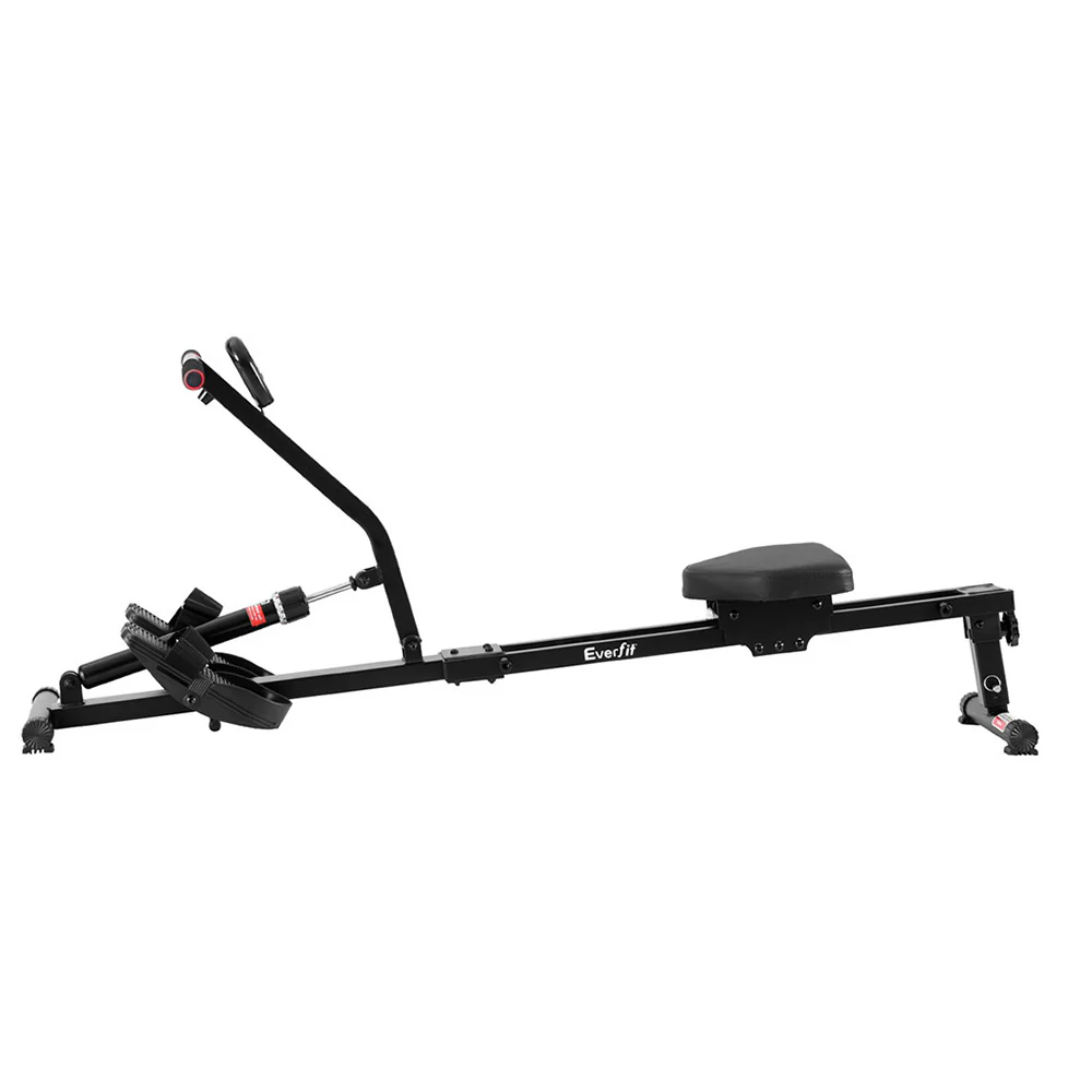 Everfit Hydraulic Rowing Machine Rower 12 Levels Resistance Exercise Fitness Gym Cardio-Black - Image 3