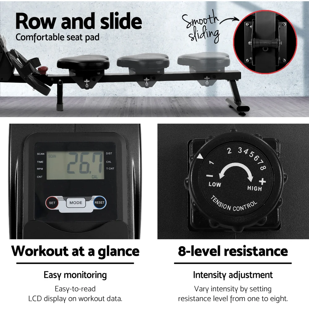 Everfit Rowing Machine Rower Magnetic Resistance Exercise Gym Home Cardio - Image 8