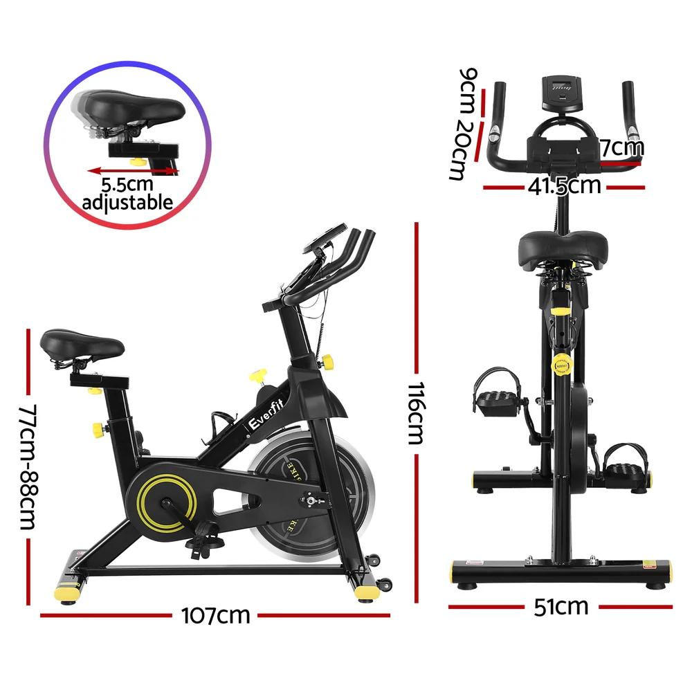 Everfit Spin Bike Exercise Bike Cardio Gym Bluetooth APP Connectable - Image 2