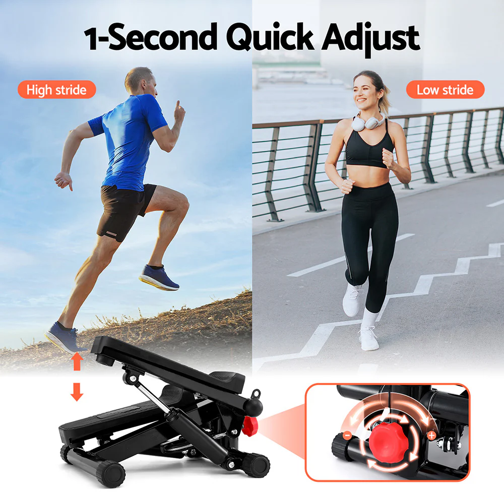 Everfit Mini Stepper with Resistance Rope Aerobic for Exercise Compact Home Workout Black - Image 4