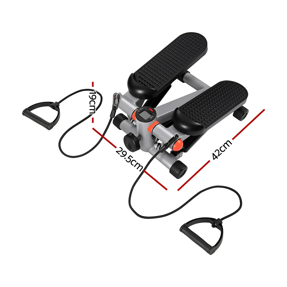 Everfit Mini Stepper with Resistance Rope Aerobic for Exercise Compact Home Workout Grey - Image 2